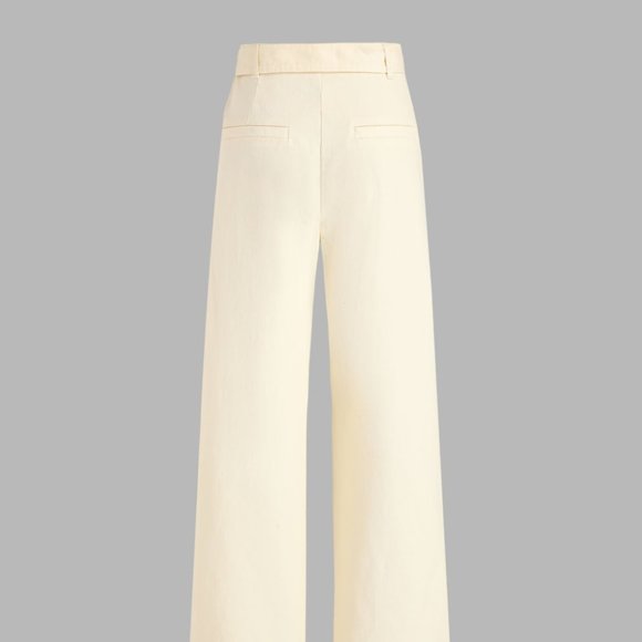 NWT Ivory Solid Pants With Belt - Picture 2 of 2